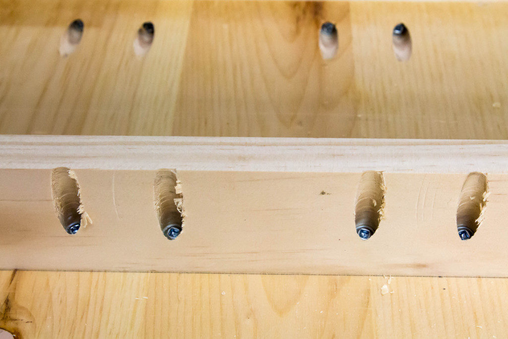 Pocket screws used to join wood together during cabinet making