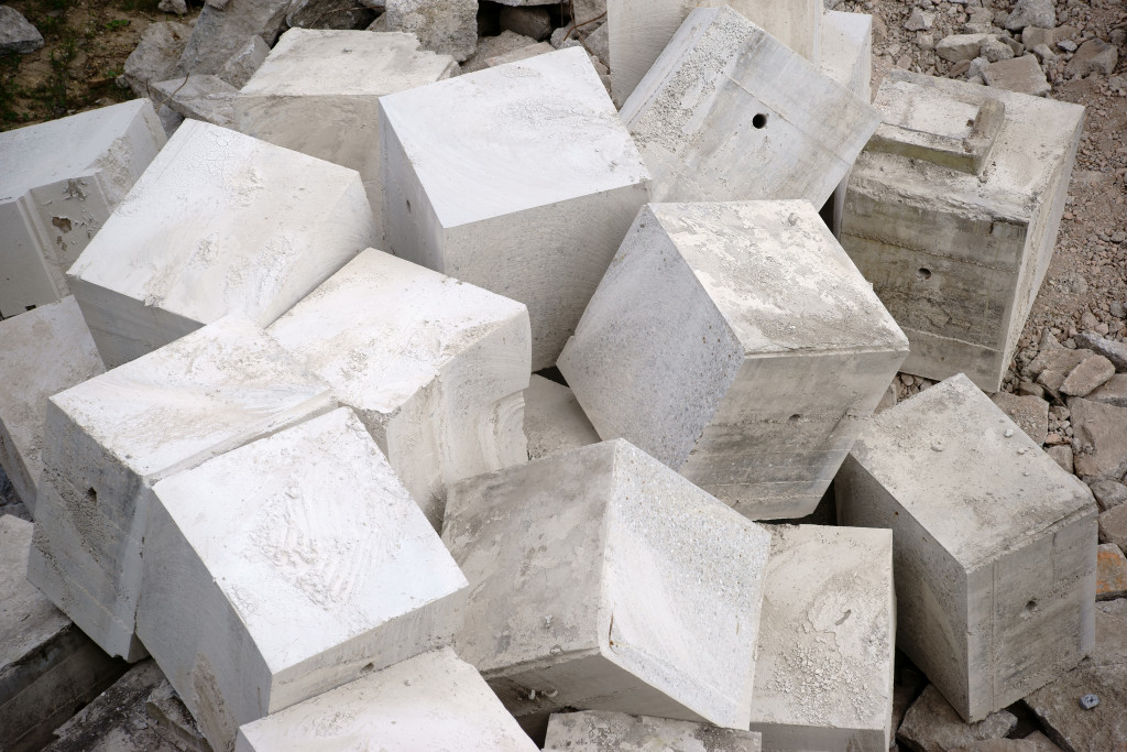 concrete blocks on the ground
